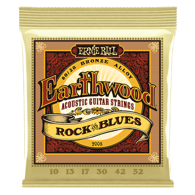 Ernie Ball Earthwood Rock and Blues with Plain G 80/20 Bronze Acoustic Guitar String, 10-52 Gauge