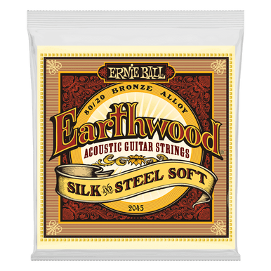 Ernie Ball Earthwood Silk and Steel Soft 80/20 Bronze Acoustic Guitar String, 11-52 Gauge