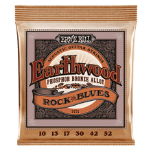 Ernie Ball Earthwood Rock and Blues with Plain G Phosphor Bronze Acoustic Guitar String, 10-52 Gauge