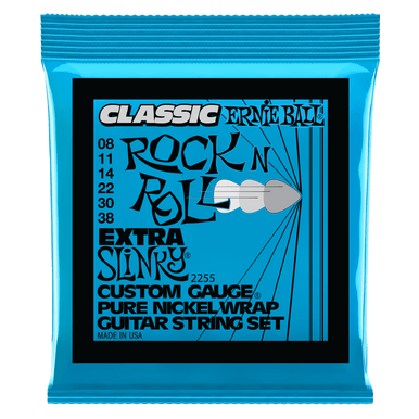 Ernie Ball Extra Slinky Classic Rock n Roll Pure Nickel Wrap Electric Guitar String, 8-38 Gauge
