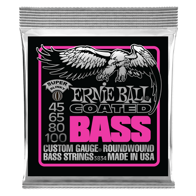 Ernie Ball Super Slinky Coated Electric Bass Strings - 45-100 Gauge