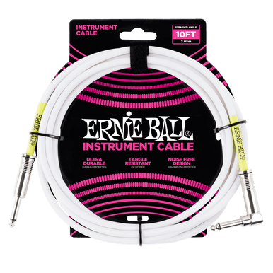 Ernie Ball 3 MetersStraight / Angle Instrument Cable, White
