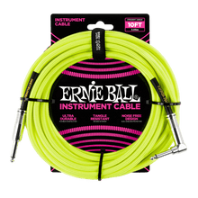 Ernie Ball 3 Meters Braided Straight / Angle Inst Cable, Neon Yellow