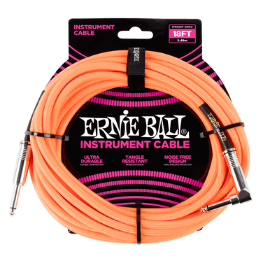 Ernie Ball 5.5 MetersBraided Straight / Angle Inst Cable, Neon Orange