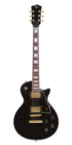 SX Les Paul set neck guitar in Gloss Black and Gold Hardware 