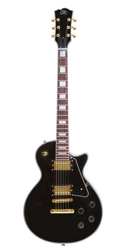 SX Les Paul set neck guitar in Gloss Black and Gold Hardware 