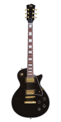 SX Les Paul set neck guitar in Gloss Black and Gold Hardware
