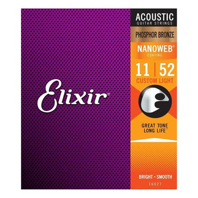 Elixir Nano Web Phosphor Bronze Acoustic Guitar Strings 11-52