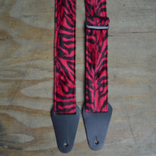Red & Black Zebra Faux Fur Guitar Strap