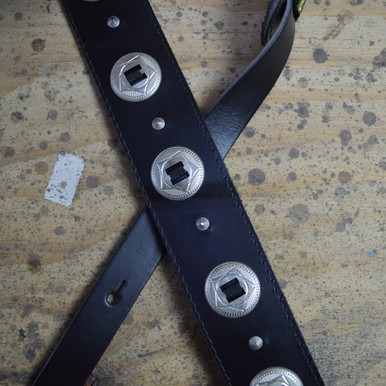 Black 2.5" Leather with Conchos Guitar Strap