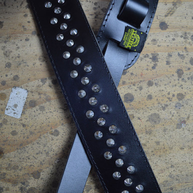 Black 2.5" Leather Studded Guitar Strap