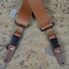 Clip Buckle Tan Leather Guitar Strap
