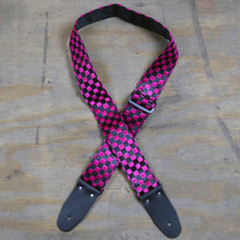Pink & Black Checker Guitar Strap
