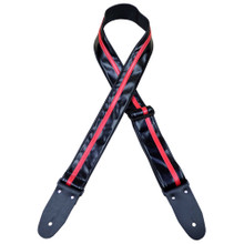 Stripe Rag Guitar Strap - Black with a Red Stripe