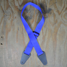 Blue Webbing with Heavy Duty Leather Ends Guitar Strap