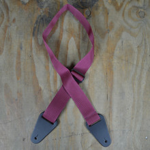 Burgundy Webbing with Heavy Duty Leather Ends Guitar Strap