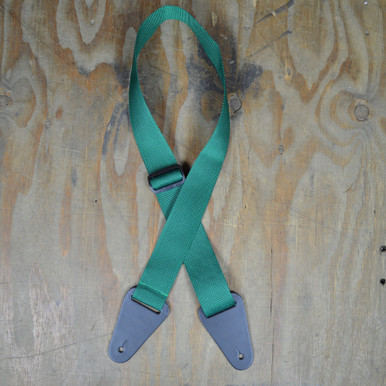 Dark Green Webbing with Heavy Duty Leather Ends Guitar Strap