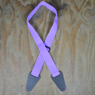 Purple Webbing with Heavy Duty Leather Ends Guitar Strap