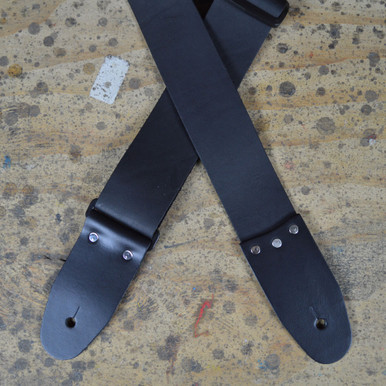 2" Black Soft Leather Slide Adjustable Guitar Strap