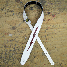 Red Croc Lightning Bolt on White Leather Inlay Strap