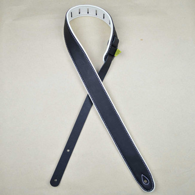 2.0" Padded Upholstery Leather Guitar Strap Black & White