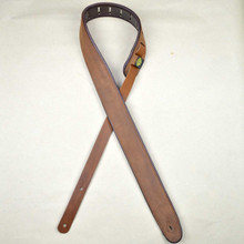 2.0" Padded Upholstery Leather Guitar Strap Tan & Brown