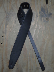 3.0" Padded Upholstery Leather Guitar Strap Black & Black