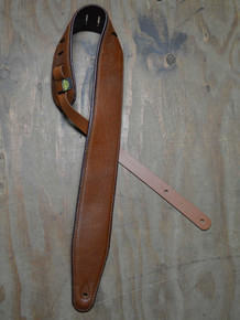 3.0" Padded Upholstery Leather Guitar Strap Tan & Brown