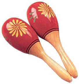Wooden Oval Shaped Maracas Hand painted