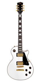 SX Les Paul Set Neck Electric Guitar White and Gold Hardware