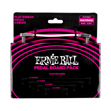 Ernie Ball White Flat Ribbon Patch Cables Pedalboard Multi-Pack