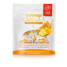 CORAMEGA OMEGA-3 3 SQUEEZE PACKETS 650MG 120 SINGLE SERVINGS, TROPICAL SQUEEZE+D