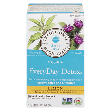 Organic EveryDay Detox Lemon Tea (20 ea) - TRADITIONAL MEDICINALS ...