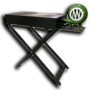 Portable Folding Charcoal BBQ Grill Camping Steel with Manual Blower 60x30cm