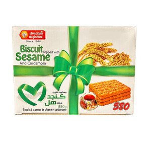 Biscuits with Sesame and Cardamom ( بیسکویت با  تزیین کنجد و طعم هل) 580 gr- NeginAsal