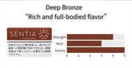SENTIA [ Deep Bronze ] Heatsticks Rich and full-bodied flavor A mellow and aromatic blend with notes of cocoa and dried fruit. The term “mellow” does not imply reduced health risks compared to other products. Strength: ●●●●○ Body: ●●●●● Aroma: ●●●●●