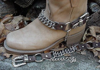 WESTERN BOOTS BOOT CHAINS BROWN TOPGRAIN COWHIDE LEATHER WITH 2 STEEL CHAINS