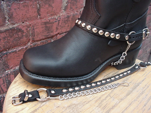 Dangerous Threads Western Boots Boot Chains Black Leather with 2 Steel Chains