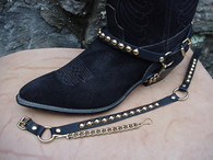 WESTERN BOOTS BOOT CHAINS BLACK TOPGRAIN COWHIDE LEATHER WITH GOLD STUDS