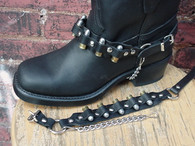 WESTERN BOOTS BOOT CHAINS BLACK TOPGRAIN COWHIDE LEATHER WITH REAL 9MM BULLETS