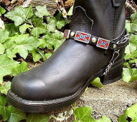 WESTERN BOOTS BOOT CHAINS BLACK TOPGRAIN COWHIDE LEATHER WITH CONFEDERATE FLAG