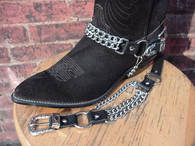 WESTERN BOOTS BOOT CHAINS BLACK TOPGRAIN COWHIDE LEATHER WITH 2 STEEL CHAINS