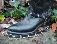 WESTERN BOOTS BOOT CHAINS BLACK TOPGRAIN COWHIDE LEATHER W 1/2" SPIKES