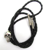 WESTERN BOLO TIE with CAST SKULL ANTIQUED ORNAMENT