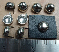 NAILHEADS SPOTS STUDS 2 Prong LOW DOME 8MM BRIGHT NICKEL 100 pcs