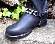 BIKER BOOTS BOOT CHAINS BLACK TOPGRAIN COWHIDE LEATHER WITH CYCLE CHAINS
