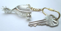 WESTERN STYLE METAL SILVER/GOLD MINIATURE ENGRAVED SPUR KEYCHAIN