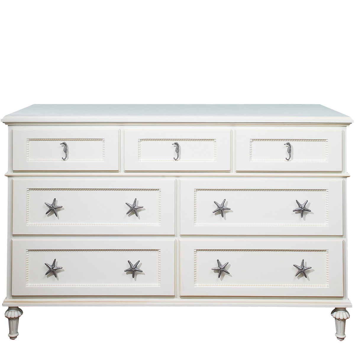Custom Princess 7 Drawer Dresser With Seahorses Seashells