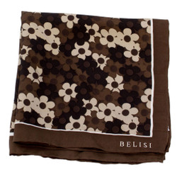 Chocolate Daisy Delight Silk Pocket Square or Handkerchief by Belisi