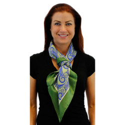 Paisley with a Lime Twist Large Square Silk Scarf by Belisi